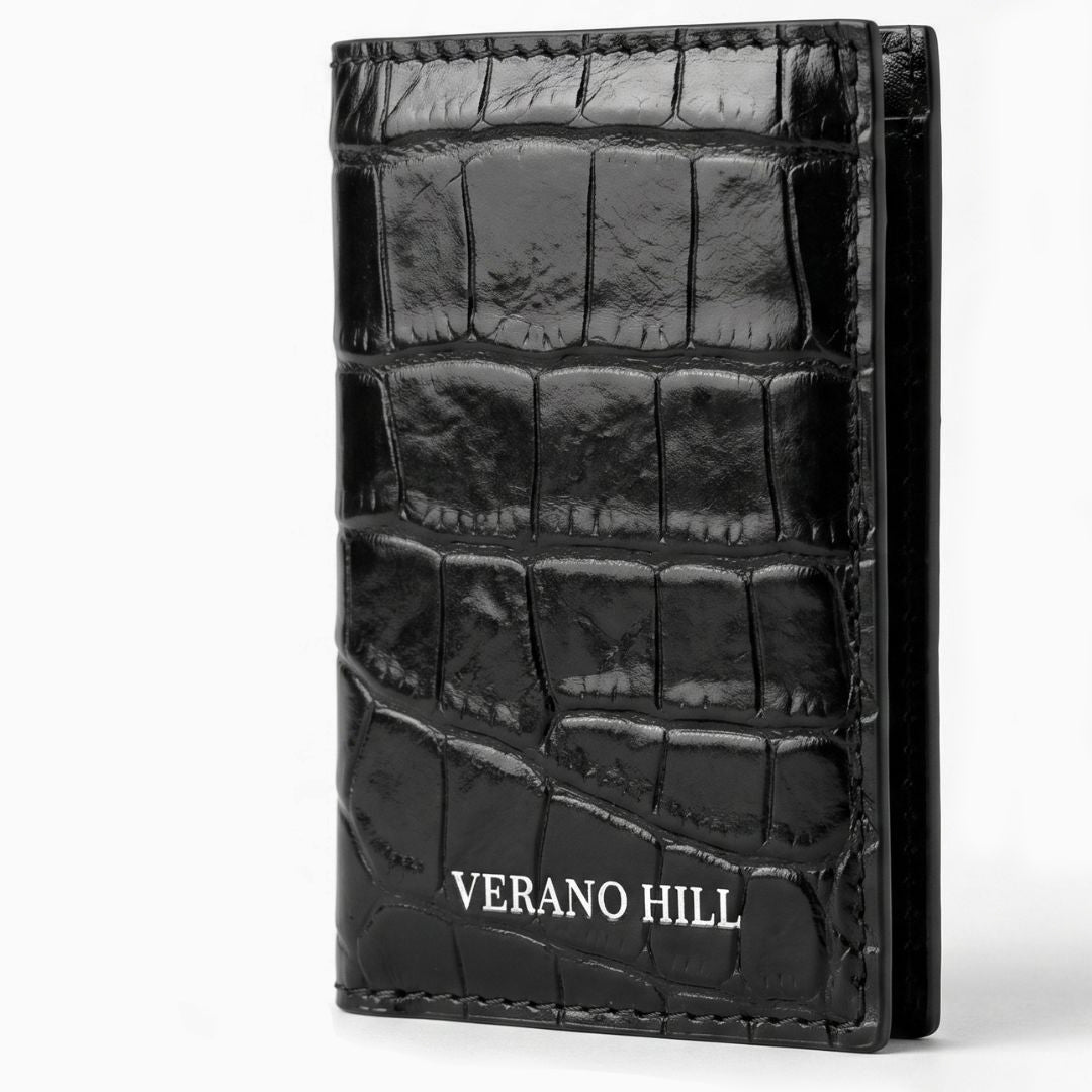 Croc-Embossed Genuine Leather Cardholder