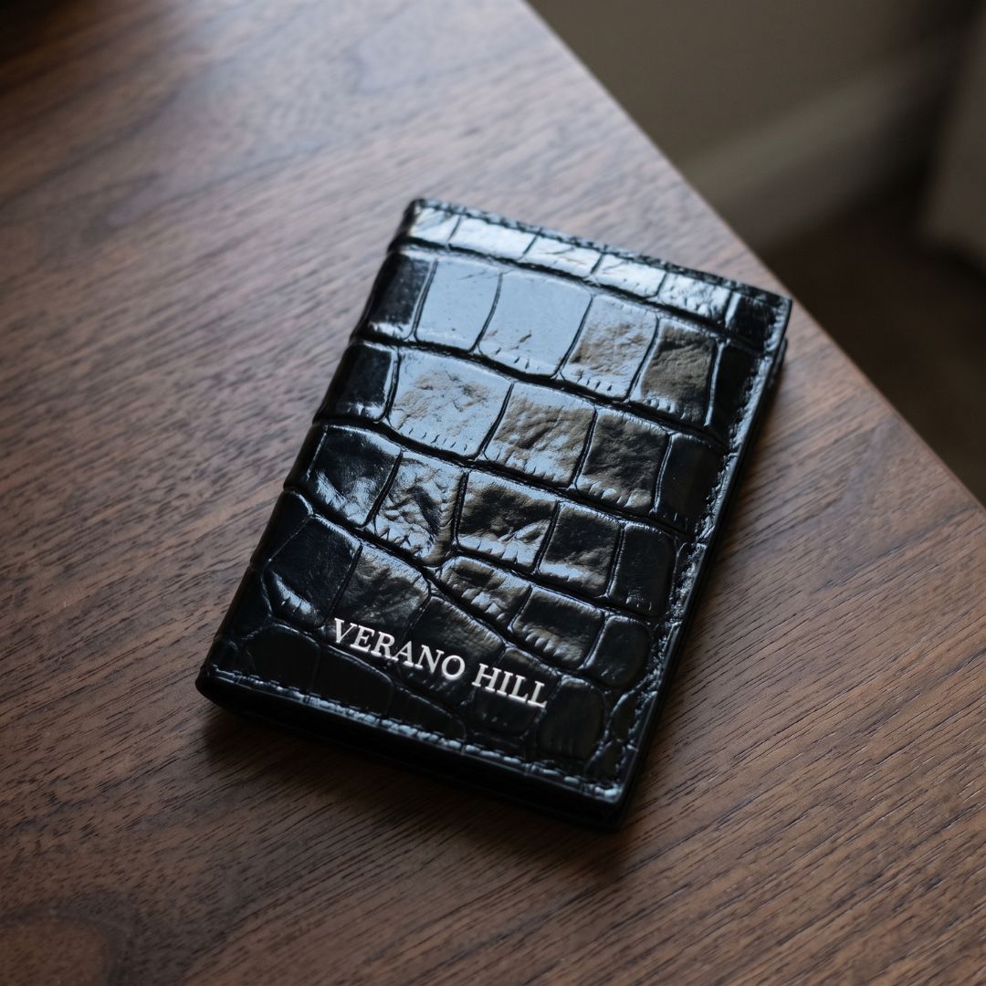 Croc-Embossed Genuine Leather Cardholder