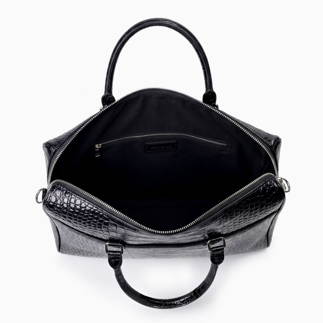 Croc-Embossed Genuine Leather Briefcase