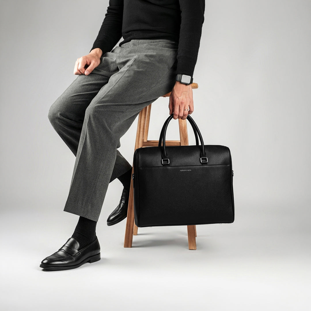 Grained Genuine Leather Briefcase